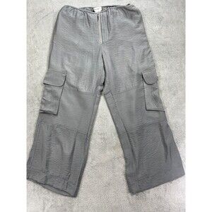 The Line By K Archie Cargo Pants Womens XL Slate Gray Zip Fly Flap Pockets Cozy